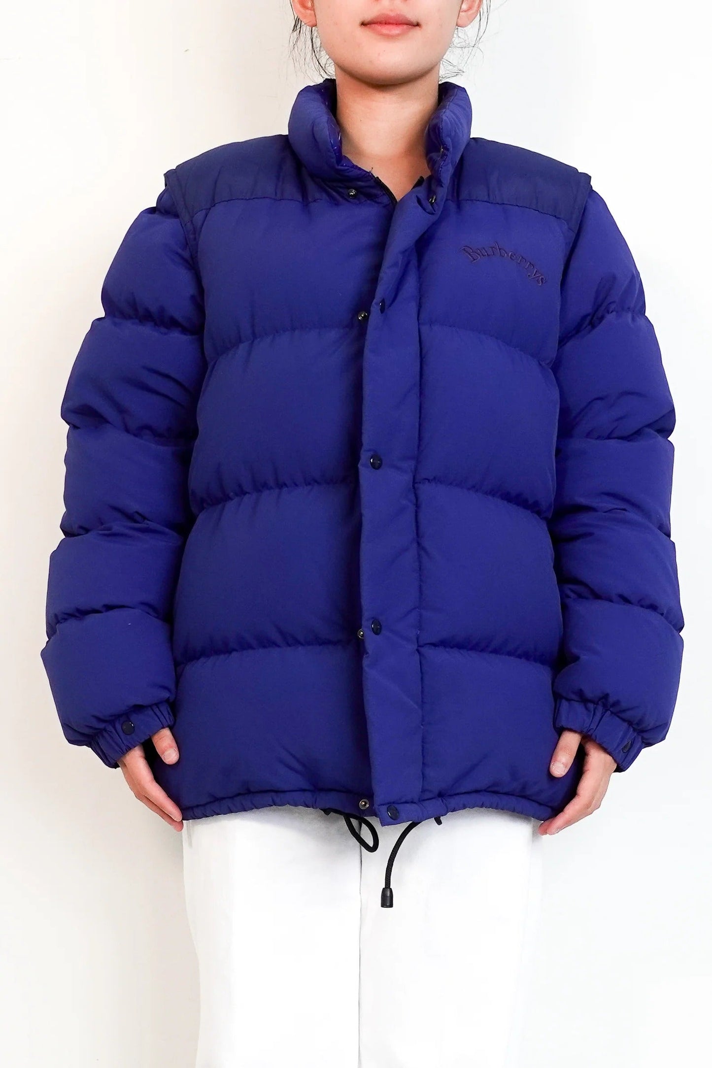 Women's long London blue puffer jacket
