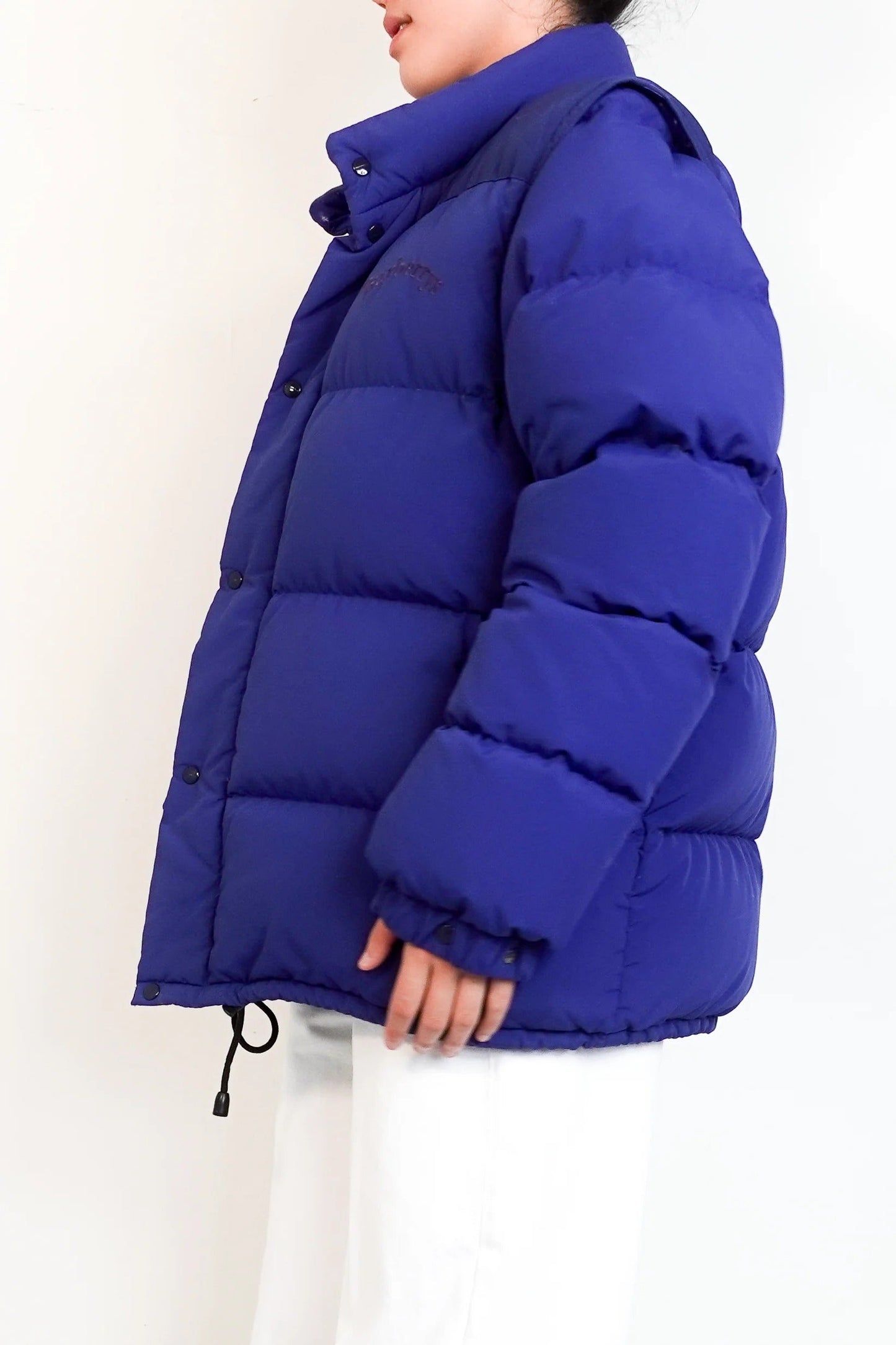 Women's long London blue puffer jacket