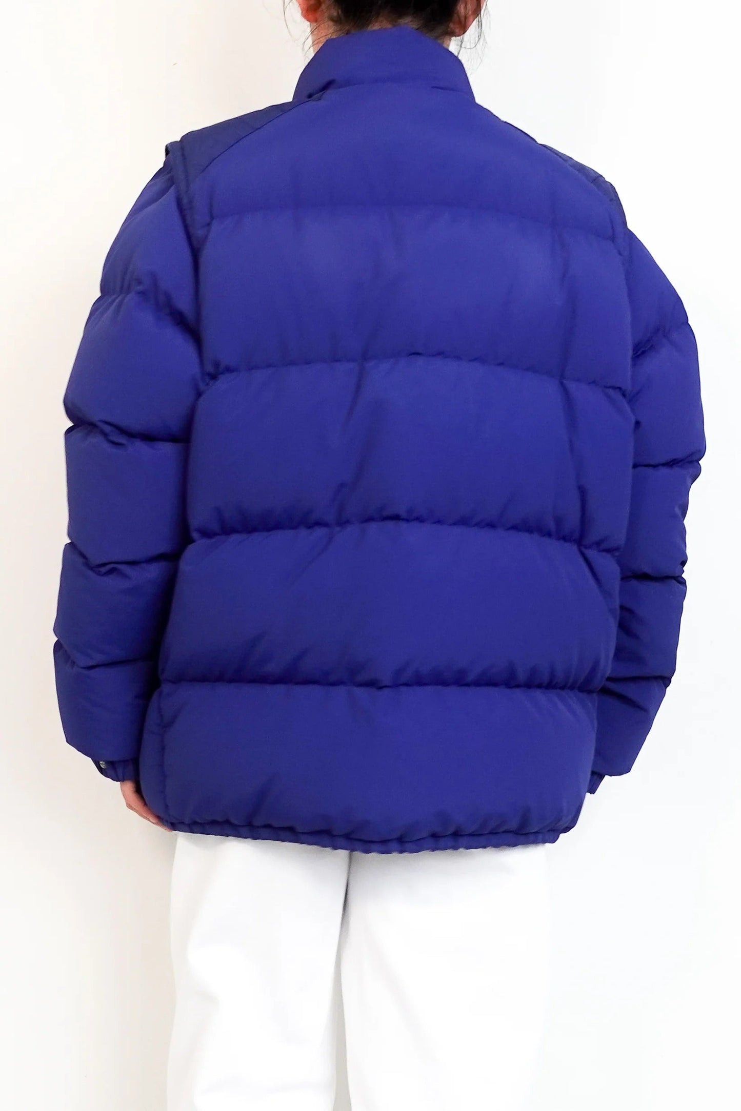 Women's long London blue puffer jacket